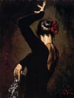 Flamenco Dancer Canvas Paintings - Terciopelo negro II